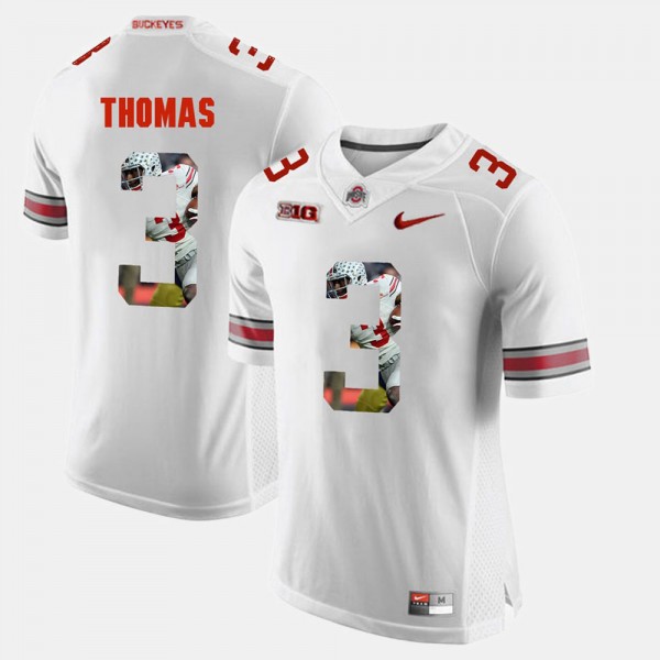 Ohio State Buckeyes Michael Thomas Men's #3 White Pictorial Fashion College Football Jersey 2404BVOF3